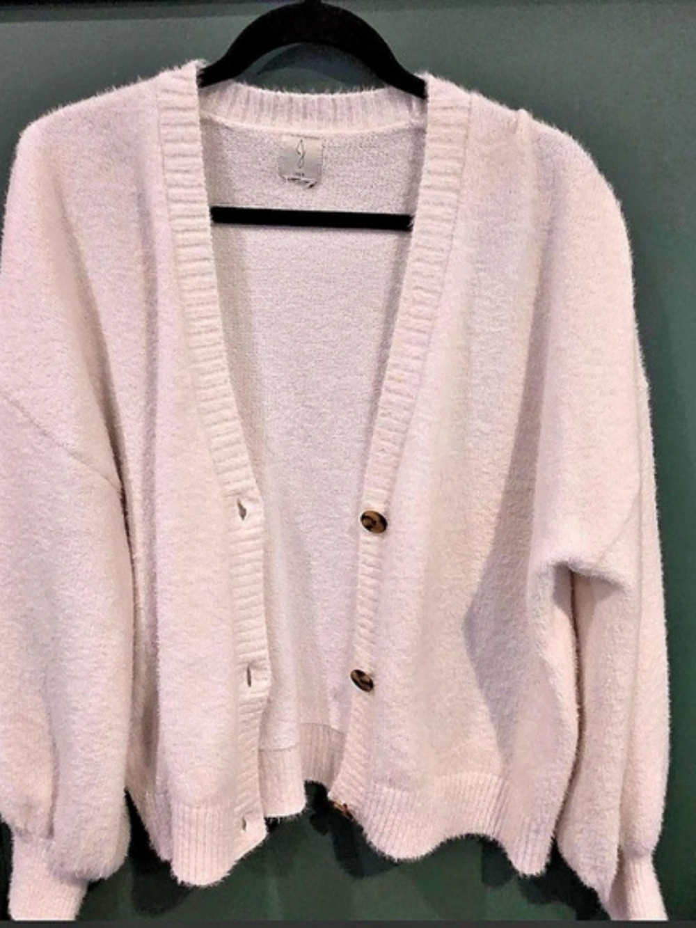 Joie Oversized Fuzzy Button Cardigan in White Super Soft And Cozy